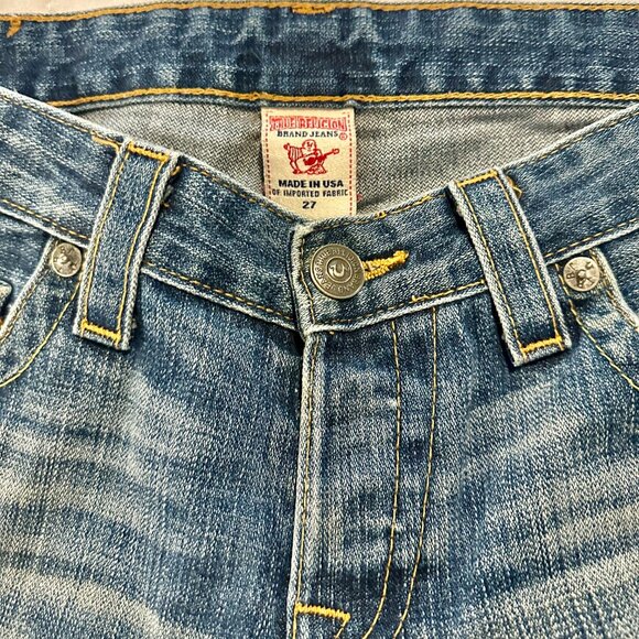 True Religion Kingston 100% Cotton Denim Womens Straight Leg Capri Button Fly 27 - Picture 9 of 16